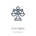 Civil rights icon. Thin linear civil rights outline icon isolated on white background from law and justice collection. Line vector Royalty Free Stock Photo