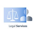 Civil rights, legal services, justice concept, law education, lawyer advice, help and guidance