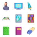 Civil servant icons set, cartoon style