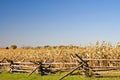 Civil War Barricade, Cornfield and Autumn Sky Royalty Free Stock Photo