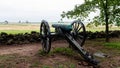 A Civil War era cannon is placed behind a stone wall in Gettysburg, PA - image Royalty Free Stock Photo