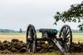 A Civil War era cannon is placed behind a stone wall in Gettysburg, PA - image Royalty Free Stock Photo