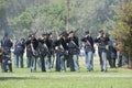 Civil War Re-Enactment 14 Union Soldiers Fire Royalty Free Stock Photo