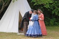 Civil War preacher with two ladies.