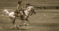 Civil war reenactor on horseback