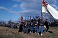 Civil War reenactors portraying Confederate soldiers. Royalty Free Stock Photo