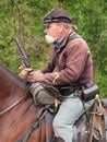 Civil War soldier on horse.
