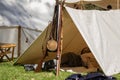 Civil war soldier sleeps in a canvas tent Royalty Free Stock Photo