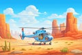 civilian helicopter in a stunning desert backdrop