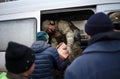 Civilians at Bakhmut volunteer center during russian invasion to Ukraine