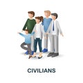 Civilians icon. 3d illustration from war collection. Creative Civilians 3d icon for web design, templates, infographics