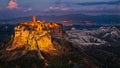 Civita di Bagnoregio, Viterbo, Lazio, Italy: landscape at twilight Royalty Free Stock Photo