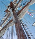 Civitavecchia, Italy, 20 OCTOBER 2016, sailboat foresail during his stay in the port of Civitavecchia Royalty Free Stock Photo