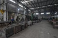 Cixi, China - 05 Sep 2019: Metallurgical plant of metal tools. Workers in the process