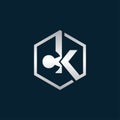 CK initial hexagon logo template vector Royalty Free Stock Photo