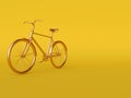 Ckassic vintage Bike mono color concept on yellow gold color background copy space. 3d render Royalty Free Stock Photo