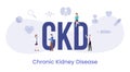 Ckd chronic kidney disease concept with big word or text and team people with modern flat style