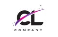 CL C L Black Letter Logo Design with Purple Magenta Swoosh