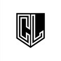 CL Logo Monogram Shield Geometric White Line Inside Black Shield Color Design