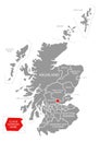 Clackmannanshire red highlighted in map of Scotland UK Royalty Free Stock Photo