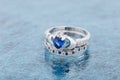 Claddagh ring with blue topaz Royalty Free Stock Photo