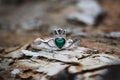 Claddagh ring with emerald heart Royalty Free Stock Photo