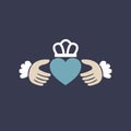 Claddagh ring icon, vector illustration