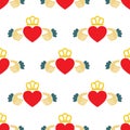Claddagh ring seamless doodle pattern, vector illustration Royalty Free Stock Photo