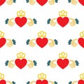 Claddagh ring seamless doodle pattern, vector illustration