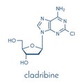 Cladribine cancer drug molecule. Skeletal formula.