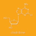 Cladribine cancer drug molecule. Skeletal formula.