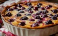 Clafoutis - a baked French dessert with cherries Royalty Free Stock Photo