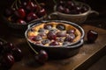 Clafoutis Cherry Pie, Clafouti Fruit Dessert, French Cherrypie, Abstract Generative Ai Illustration Royalty Free Stock Photo