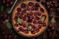 Clafoutis Cherry Pie, Clafouti Fruit Dessert, French Cherrypie, Abstract Generative Ai Illustration Royalty Free Stock Photo