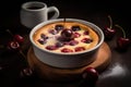 Clafoutis Cherry Pie, Clafouti Fruit Dessert, French Cherrypie, Abstract Generative Ai Illustration Royalty Free Stock Photo