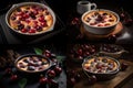 Clafoutis Cherry Pie, Clafouti Fruit Dessert, French Cherrypie, Abstract Generative Ai Illustration Royalty Free Stock Photo