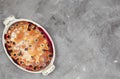 Clafoutis cherry pie - traditional french dessert in a white baking dish Royalty Free Stock Photo