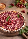 Clafoutis traditional French sweet pie with cherries. Royalty Free Stock Photo