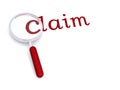 Claim with magnifying glass