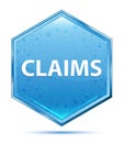 Claims crystal blue hexagon button