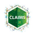 Claims floral plants pattern green hexagon button