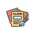 Color illustration icon for Claims, money and insurance Royalty Free Stock Photo