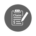 Claims, insurance, money icon. Gray vector graphics Royalty Free Stock Photo