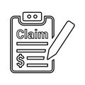 Claims, insurance, money icon. Black vector graphics Royalty Free Stock Photo