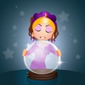 Clairvoyant with crystal ball