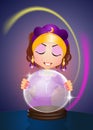 Clairvoyant with crystal ball