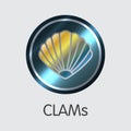 CLAM - Clams. The Logo of Virtual Currency or Market Emblem.