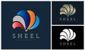 clam shell pearl colour set modern logo template design