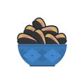 Clam soup isolated. Seafood japanese. shell bowl vector illustration