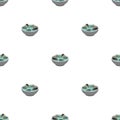 Clam soup pattern seamless. Seafood japanese background. shell bowl vector texture